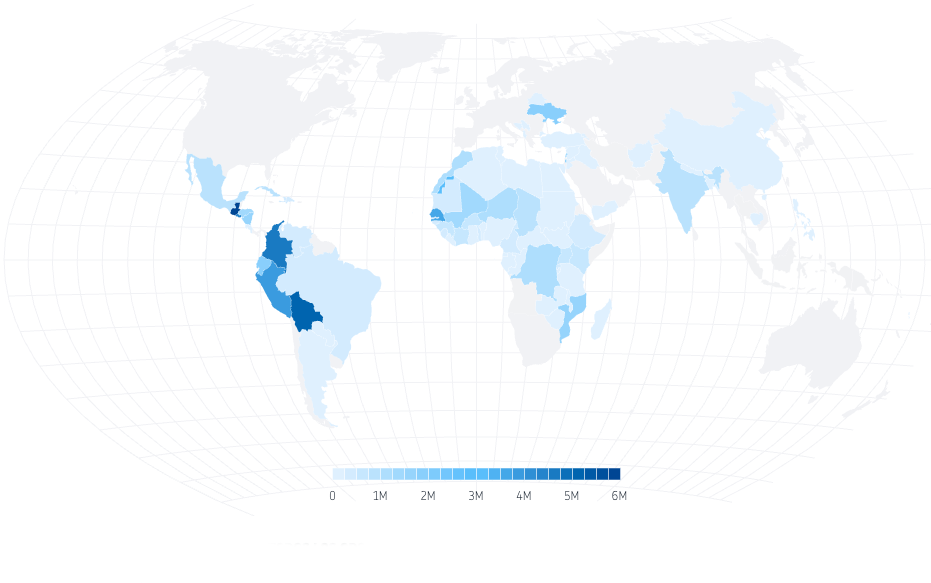 mapa de destino de la ayuda